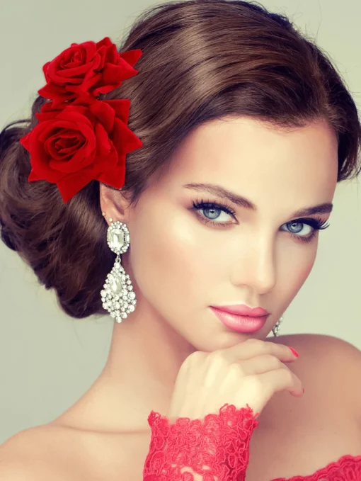 SHEIN Rose Flower Hair Clip Women Rose Flower Hair