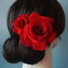 SHEIN 2pcs Fashionable Romantic Faux Rose Flower Hair Clips
