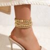SHEIN 6pcs Personalized CCB Geometric Square & Star Beaded Anklet