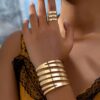 SHEIN One Geometric Hollow Stripe Bangle And One Hollow Stripe Ring Set