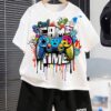 SHEIN Tween Boys' Casual Simple Video Game Printed Short Sleeves T-Shirt And Shorts Set