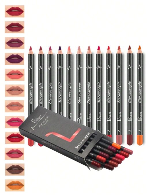 SHEIN Waterproof Lipliner, 12pcs Matte Lipliner Pencil Set