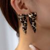 SHEIN Animal Leopard Print Bow Earring
