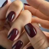 SHEIN 24pcs Short Square Solid Color Burgundy/Maroon/Red Fake Nail