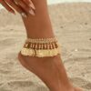 SHEIN Bohemian Style Exaggerated Beaded Vintage Coin Anklet