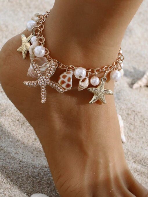 SHEIN Fashionable Niche Ocean Style Starfish Pendant Anklet