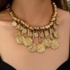 SHEIN New Vintage Asymmetrical Round Tassel Pendant Necklace
