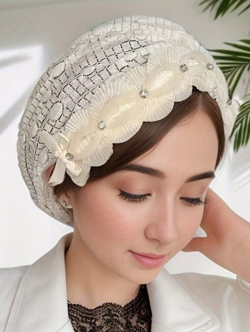 SHEIN 1pc Polyester Women's Bowed Pattern Plaid Cap