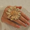 SHEIN Vintage Exaggerated Golden Sunflower Open Adjustable Ring