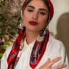 SHEIN Fashionable Chain Pattern Satin Red Square Scarf