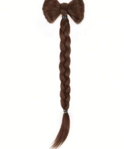 SHEIN Cute Hair Extension Clip With Twisted Braid And Bowknot Light Brown