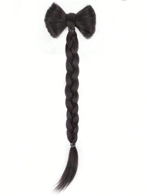 SHEIN Cute Hair Extension Clip With Twisted Braid And Bowknot