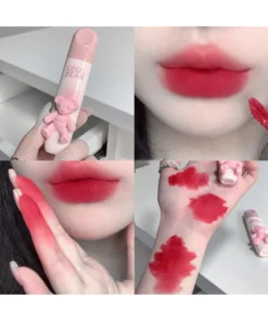 SHEIN Gege Bear 1Pc Cute pink bear matte lip gloss
