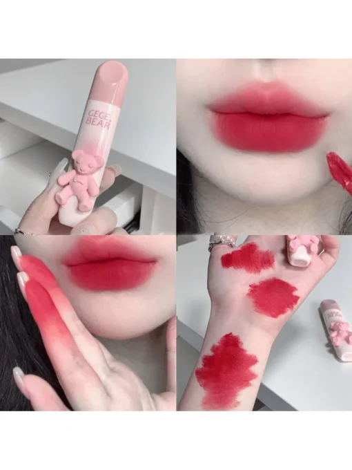 SHEIN Gege Bear 1Pc Cute pink bear matte lip gloss