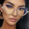 SHEIN Semi-Rimless Rhinestone Decorated Fashion Eyeglasses