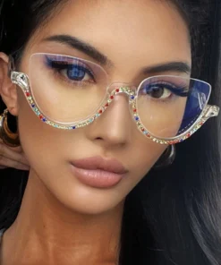 SHEIN Semi-Rimless Rhinestone Decorated Fashion Eyeglasses