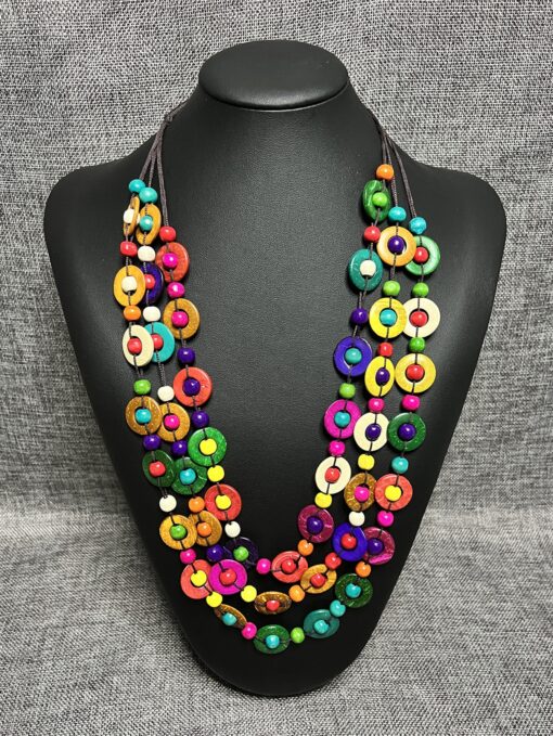 SHEIN Wooden Bead Decor Layered Necklace