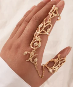 SHEIN imoli Leaf Decor Mittens Ring