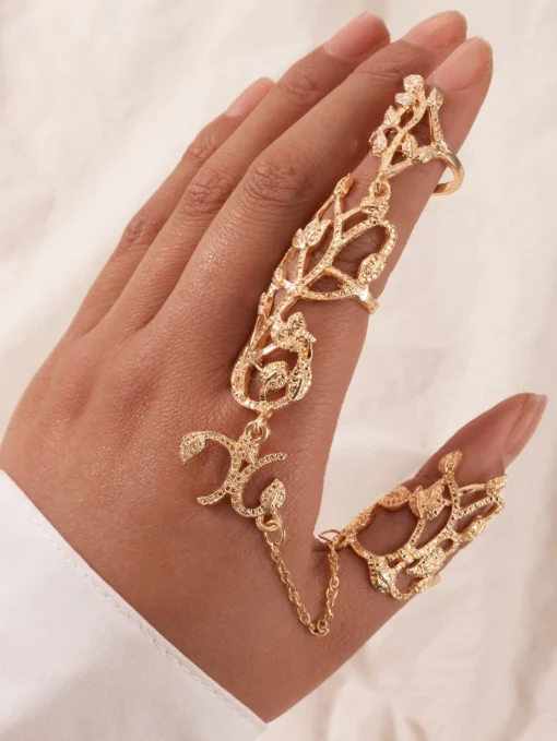 SHEIN imoli Leaf Decor Mittens Ring