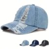 SHEIN kissyouths 1PC Vintage Torn Original Side Baseball Cap