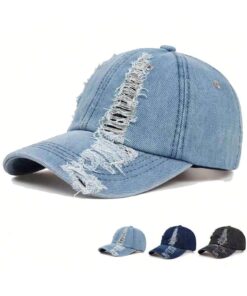 SHEIN kissyouths 1PC Vintage Torn Original Side Baseball Cap