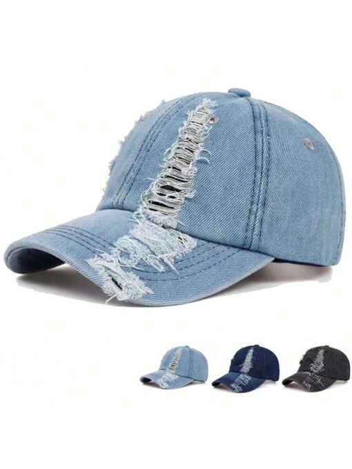 SHEIN kissyouths 1PC Vintage Torn Original Side Baseball Cap