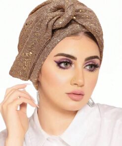 SHEIN European & American Style Women's Sequin Pleated Twist Headscarf Hat, Head Wrap Turban