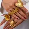 SHEIN 4 Pcs Flower Heart Rings Set