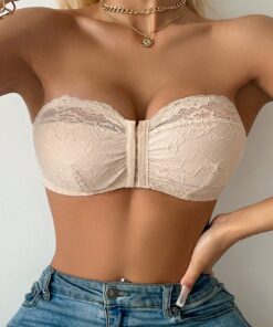 SHEIN Wedding Lace Unlined Front-Close Bandeau Bra